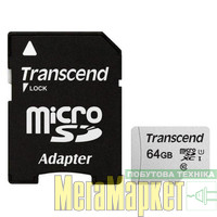 Карта памяти Transcend 64 GB microSDXC UHS-I 300S + SD Adapter TS64GUSD300S-A МегаМаркет