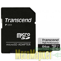 Карта памяти Transcend 64 GB microSDXC UHS-I 350V High Endurance + SD Adapter TS64GUSD350V МегаМаркет