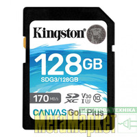 Карта памяти Kingston 128 GB SDXC class 10 UHS-I U3 Canvas Go! Plus SDG3/128GB МегаМаркет