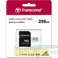 Карта пам'яті Transcend 256 GB microSDXC UHS-I U3 300S + SD Adapter TS256GUSD300S-A МегаМаркет