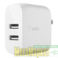 Мережевий зарядний пристрій Belkin Boost Up Charge Dual USB-A Wall Charger 24W + Lightning White (WCD001VF1MWH) МегаМаркет