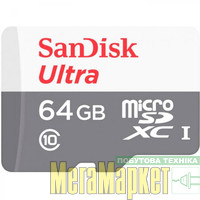 Карта памяті SanDisk 64 GB microSDHC UHS-I Ultra SDSQUNR-064G-GN3MN  МегаМаркет