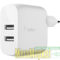 Мережевий зарядний пристрій Belkin Boost Up Charge Dual USB-A Home Charger (WCB002VFWH) МегаМаркет