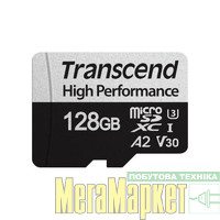 Карта пам'яті Transcend 128 GB microSDXC UHS-I U3 V30 A2 340S + SD Adapter TS128GUSD340S МегаМаркет