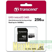 Карта пам'яті Transcend 256 GB microSDXC UHS-I U3 V30 A2 340S + SD Adapter TS256GUSD340S МегаМаркет