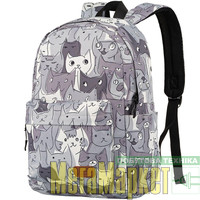 Рюкзак міський 2E TeensPack / Cats, Grey (2E-BPT6114GC) МегаМаркет